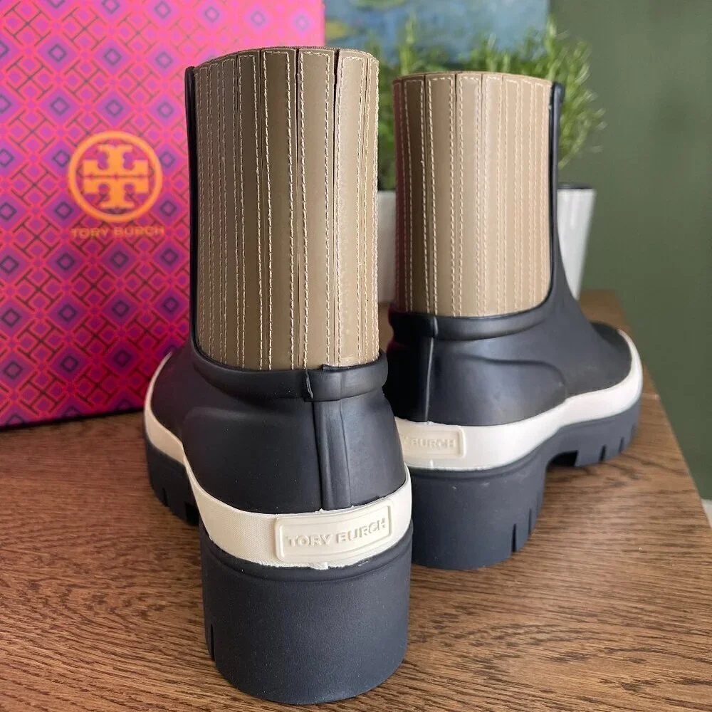 NWT! NEW! Tory Burch Hurricane Boots -BLACK **ONLY US 7** Waterproof